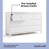alpine 6 drawer dresser pre-installed drawer tracks callout