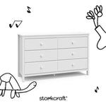 alpine 6 drawer dresser with black doodles overlaid on image