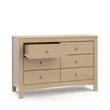 Driftwood 6 drawer dresser with open drawer