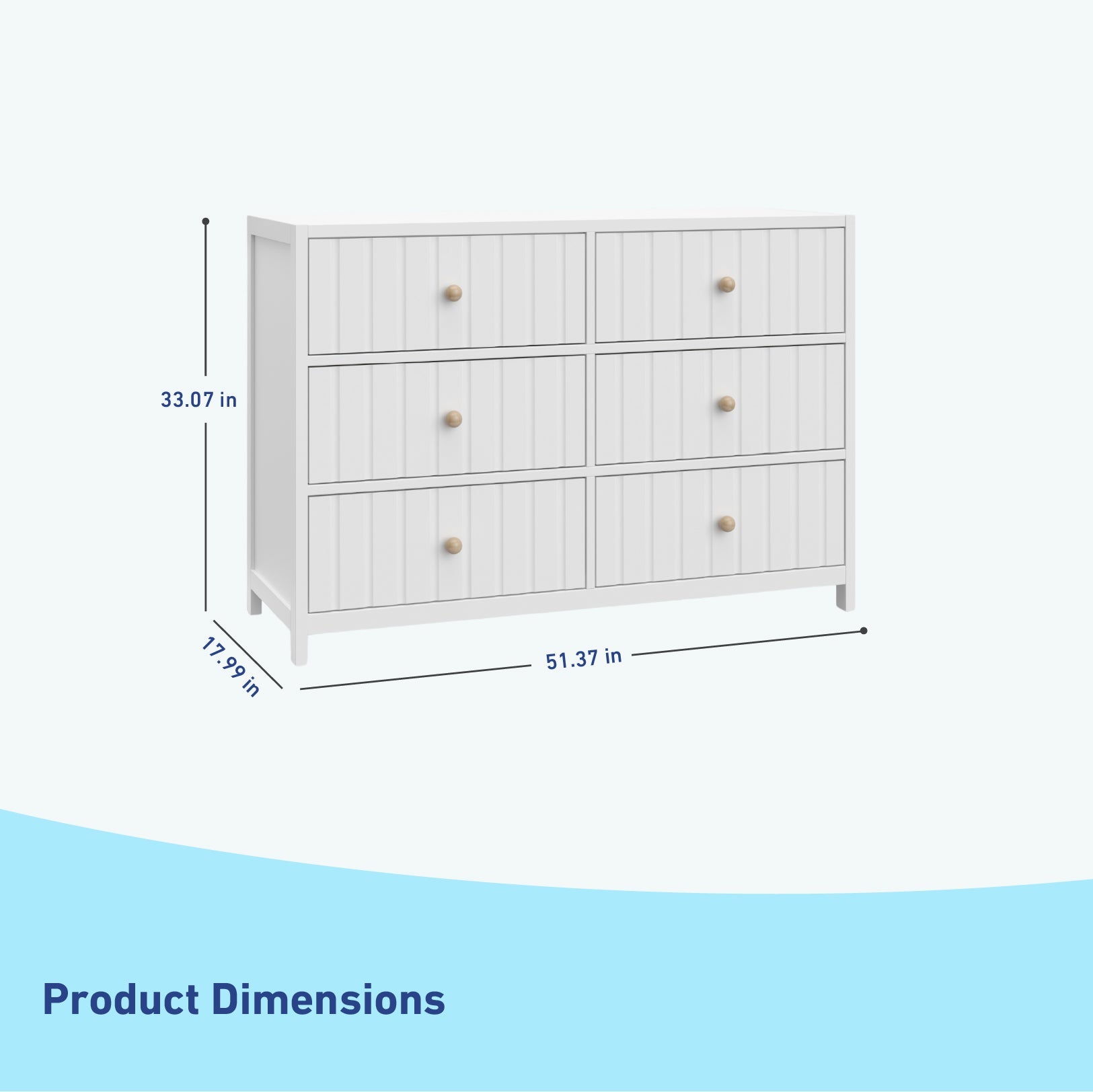 White dresser with dimensions
