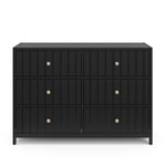 Front view of black 6 drawer dresser