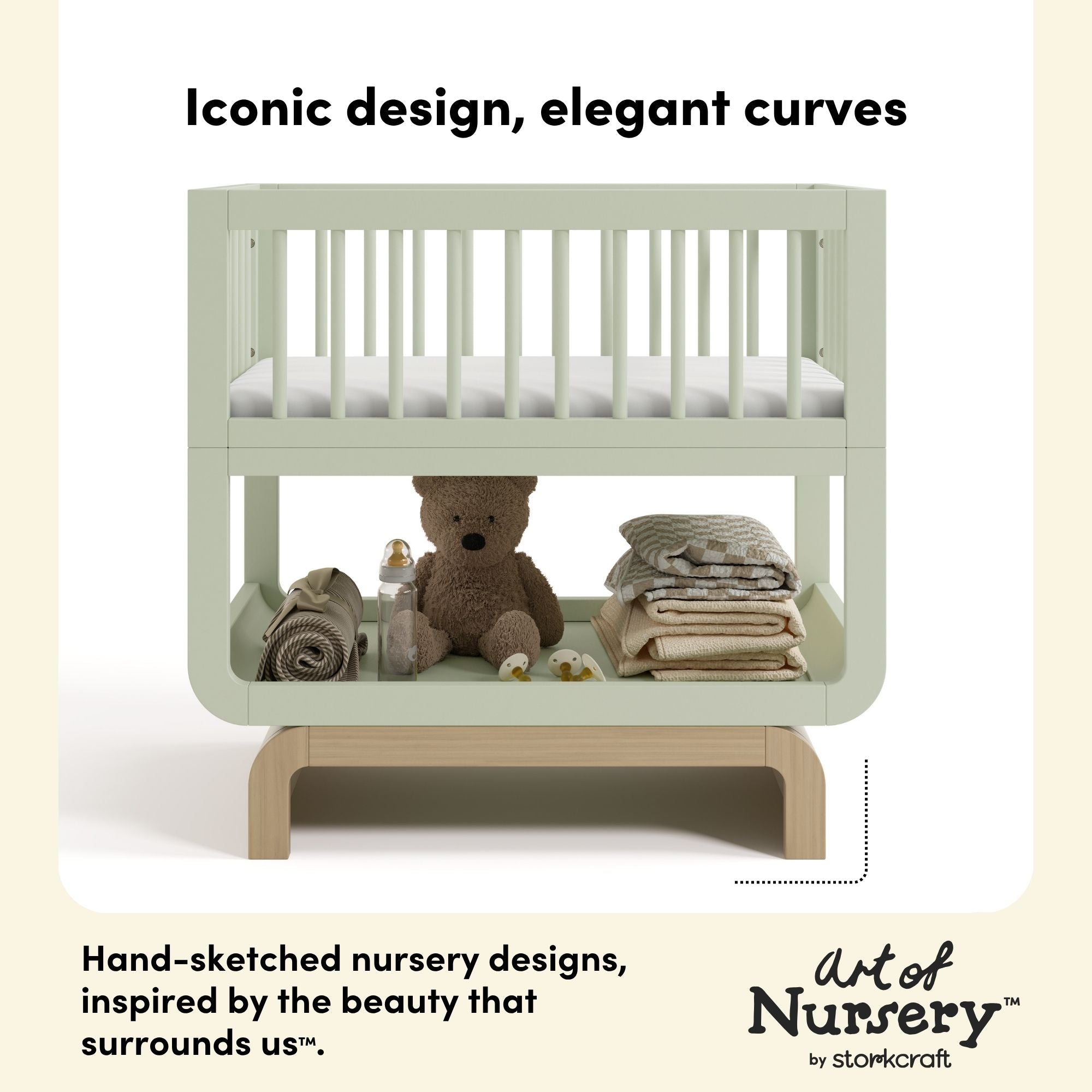 Santorini sage with driftwood bassinet style callout