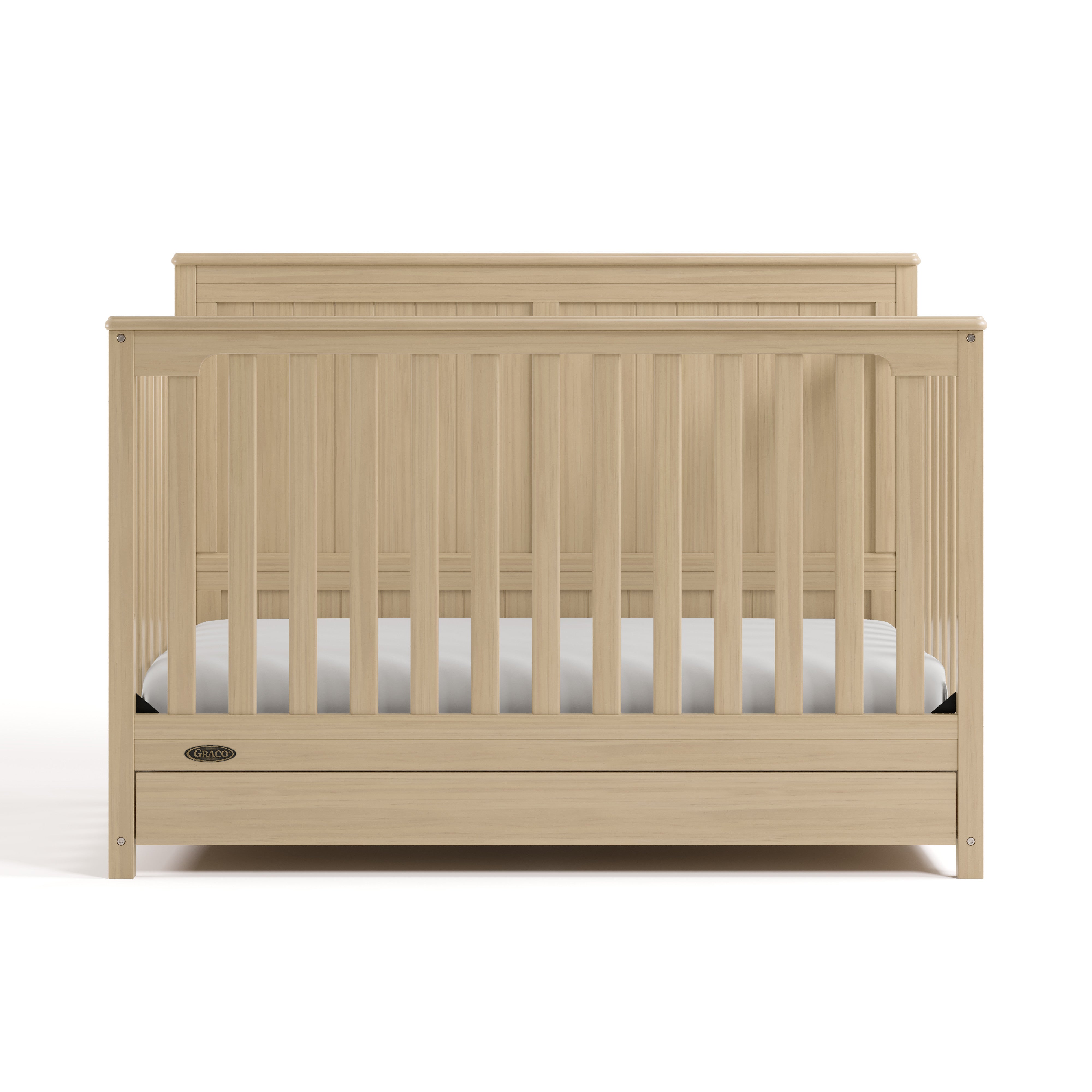Hadley driftwood crib with drawer front view