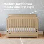 Hadley driftwood crib with drawer in nursery style callout