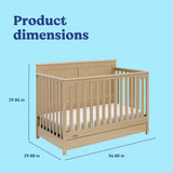 Hadley driftwood crib with drawer with dimensions