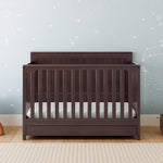 Hadley espresso crib with drawer in nursery