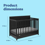 Hadley black crib with drawer with dimensions