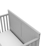 Hadley pebble gray crib with drawer top view
