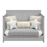 Hadley pebble gray crib with drawer converted to daybed