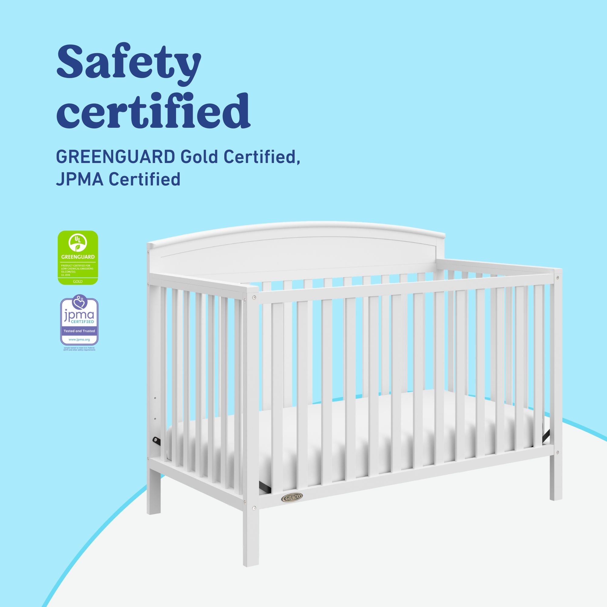 Benton white crib safety certified callout