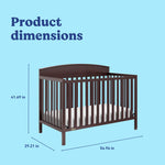 Benton espresso crib with dimensions
