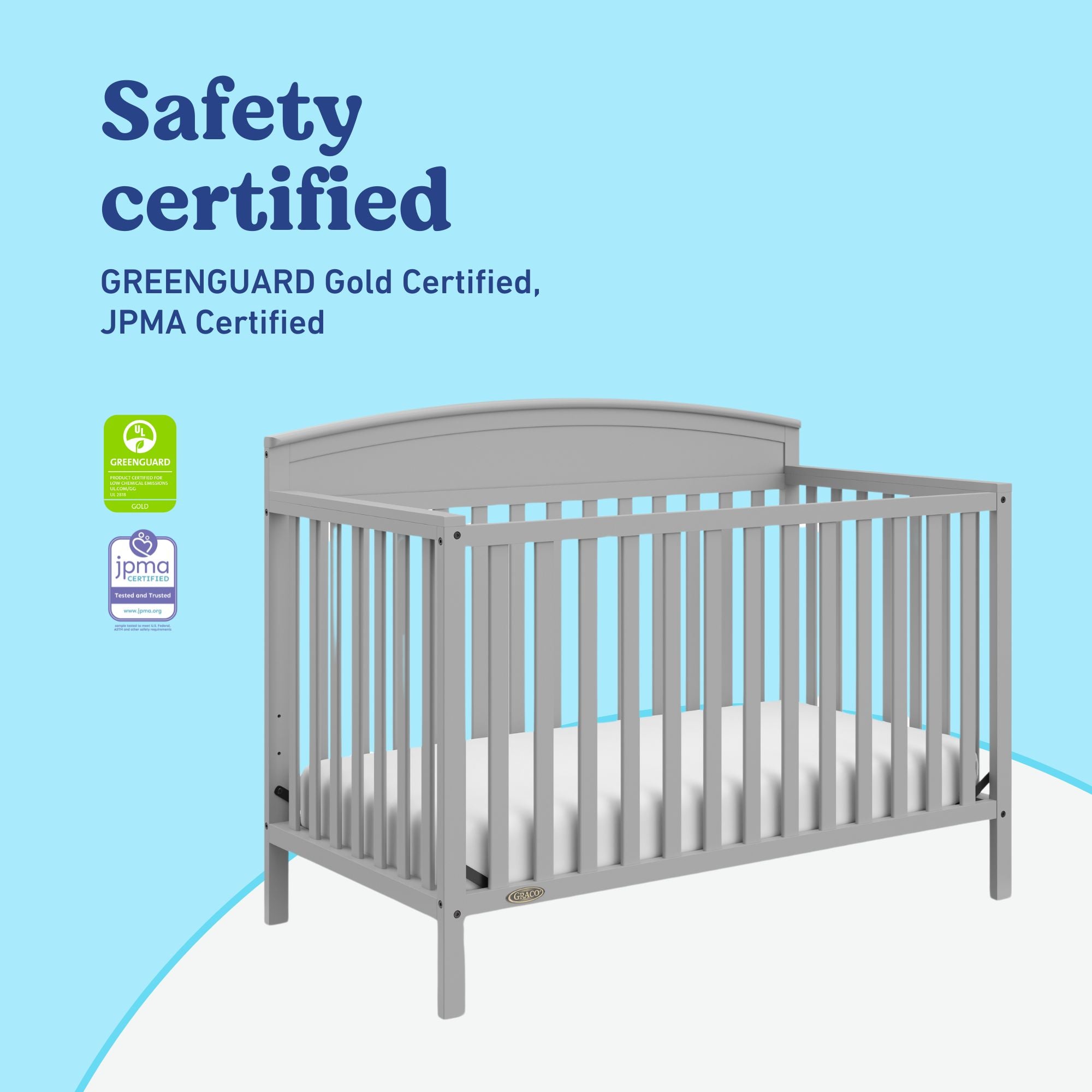 Benton pebble gray crib safety certified callout