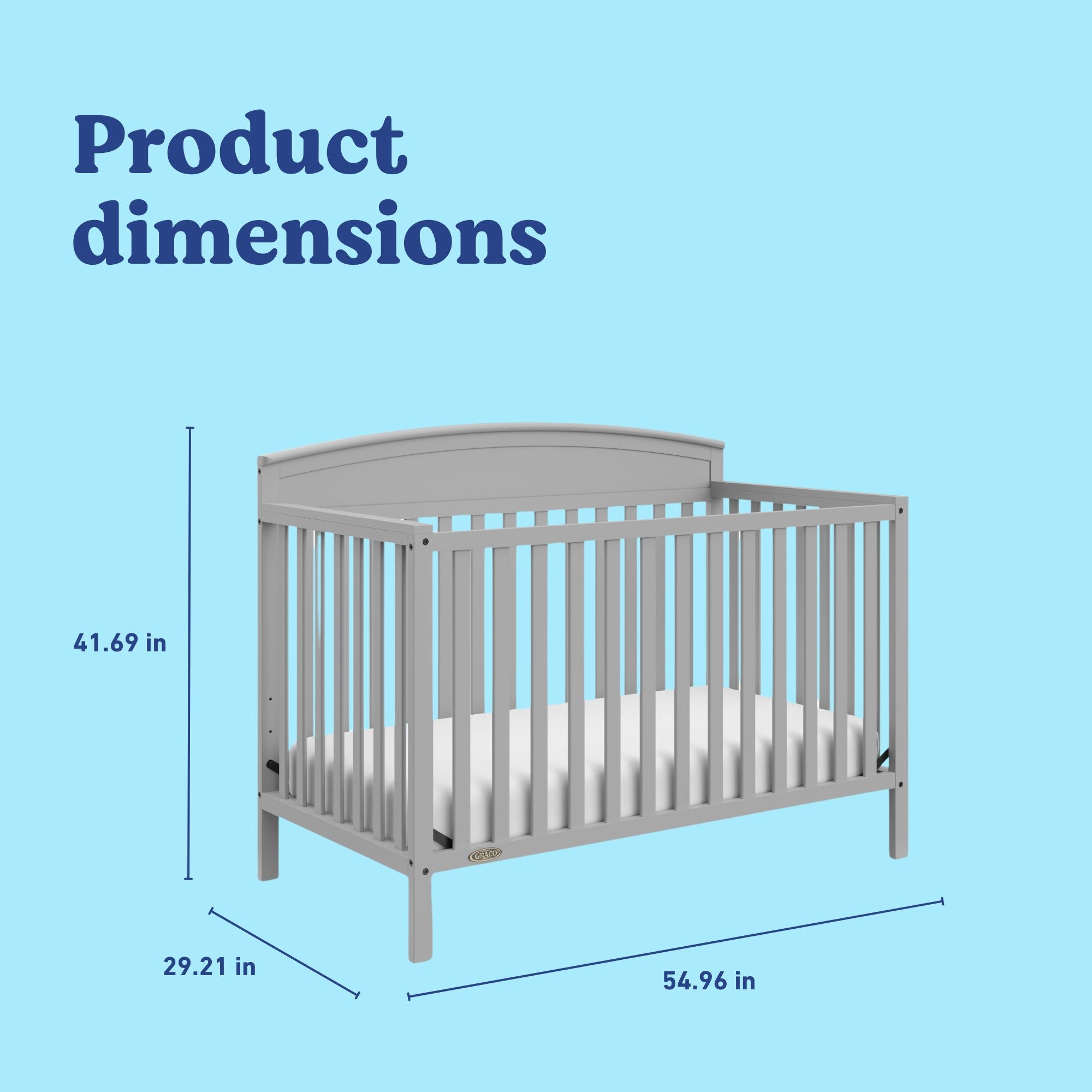 Benton pebble gray crib with dimensions