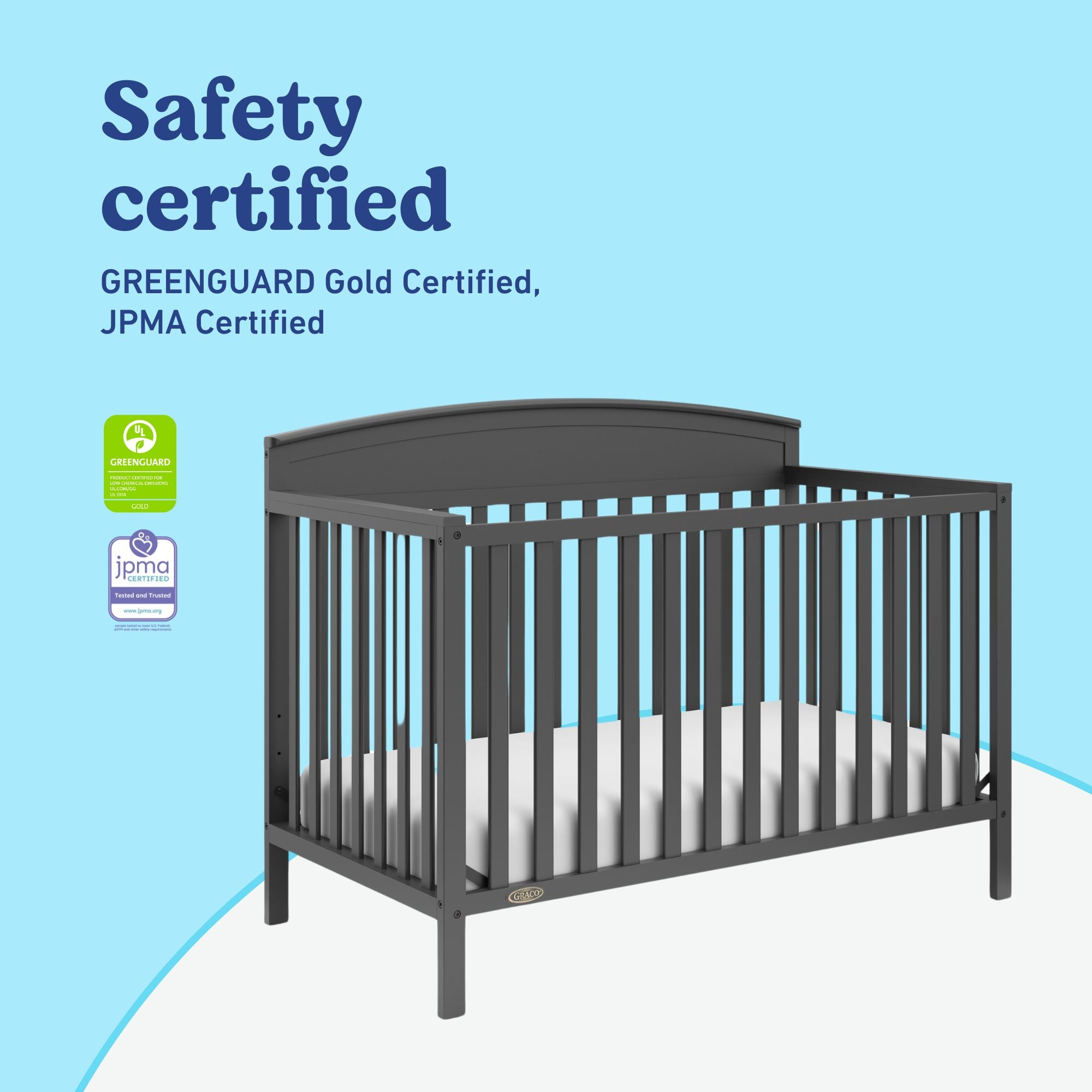 Benton gray crib safety certified callout