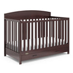 espresso crib with drawer angled