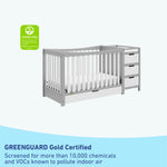 GREENGUARD Gold Certified Pebble gray and white crib and changer
