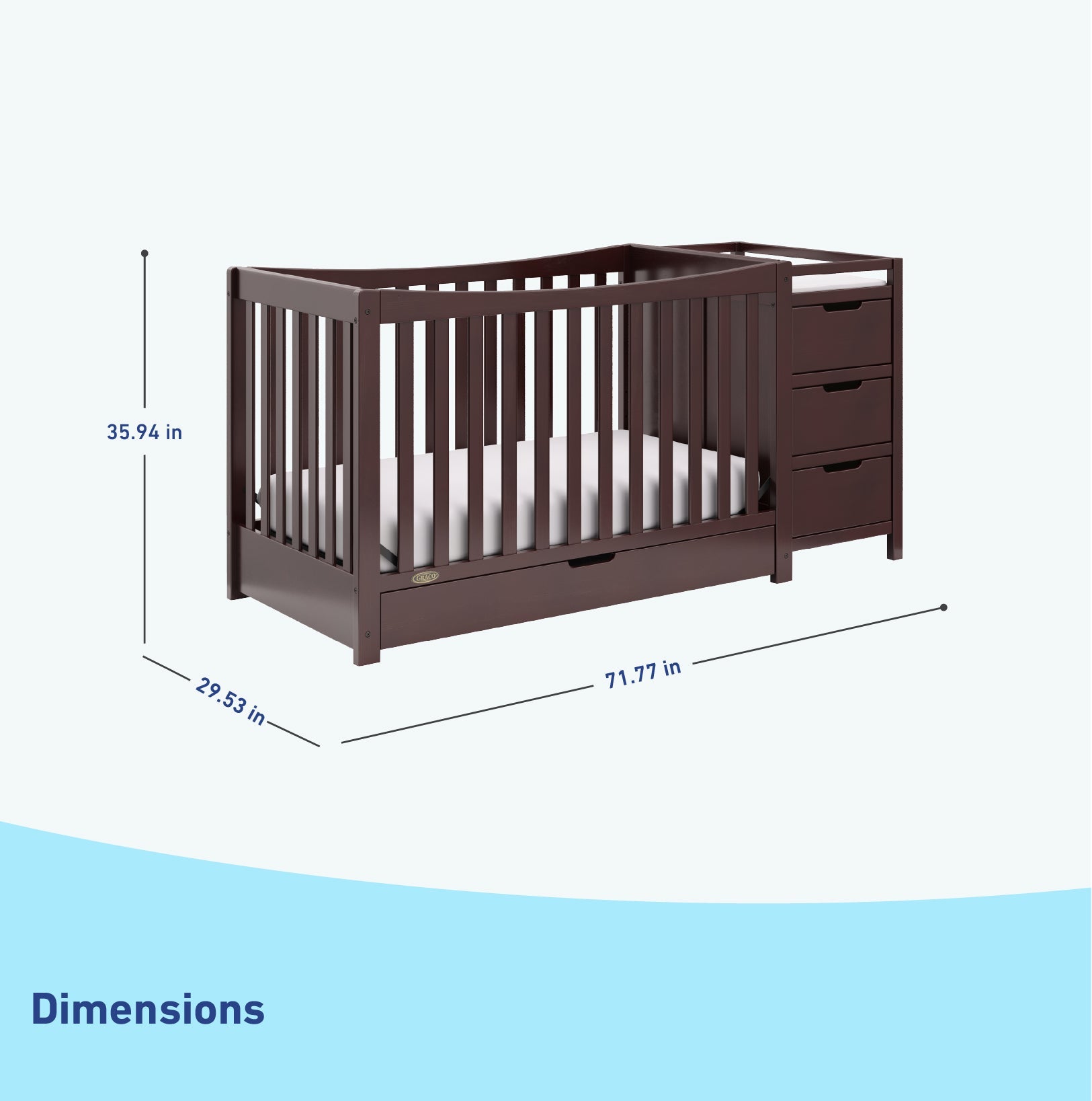 Graco® Remi™ 4-in-1 Convertible Crib and Changer with Drawer.