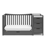 gray crib and changer with drawer in toddler bed conversion