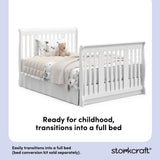 Portofino white crib and changer full-size bed callout