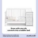 Portofino white crib and changer toddler bed callout