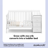 Portofino white crib and changer toddler bed callout
