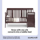 Portofino espresso crib and changer toddler bed callout