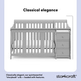 Portofino pebble gray crib and changer style callout