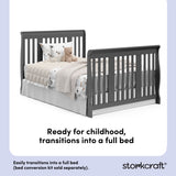 Portofino gray crib and changer full-size bed callout