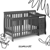Portofino gray crib and changer with black doodles overlaid on image