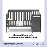 Portofino gray crib and changer toddler bed callout