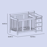Portofino crib and changer drawing with dimensions
