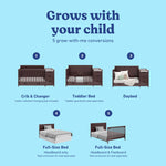 Hadley espresso crib and changer showing 5 conversions