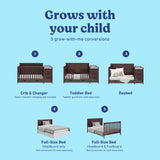 Hadley espresso crib and changer showing 5 conversions