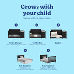 Hadley black crib and changer showing 5 conversions