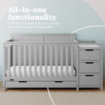 Hadley pebble gray crib and changer in nursery