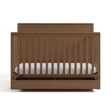 Sasha hazelnut crib with drawer front view