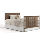 Sasha hazelnut crib with drawer converted to full-size bed with footboard