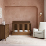 Sasha hazelnut crib with drawer in nursery