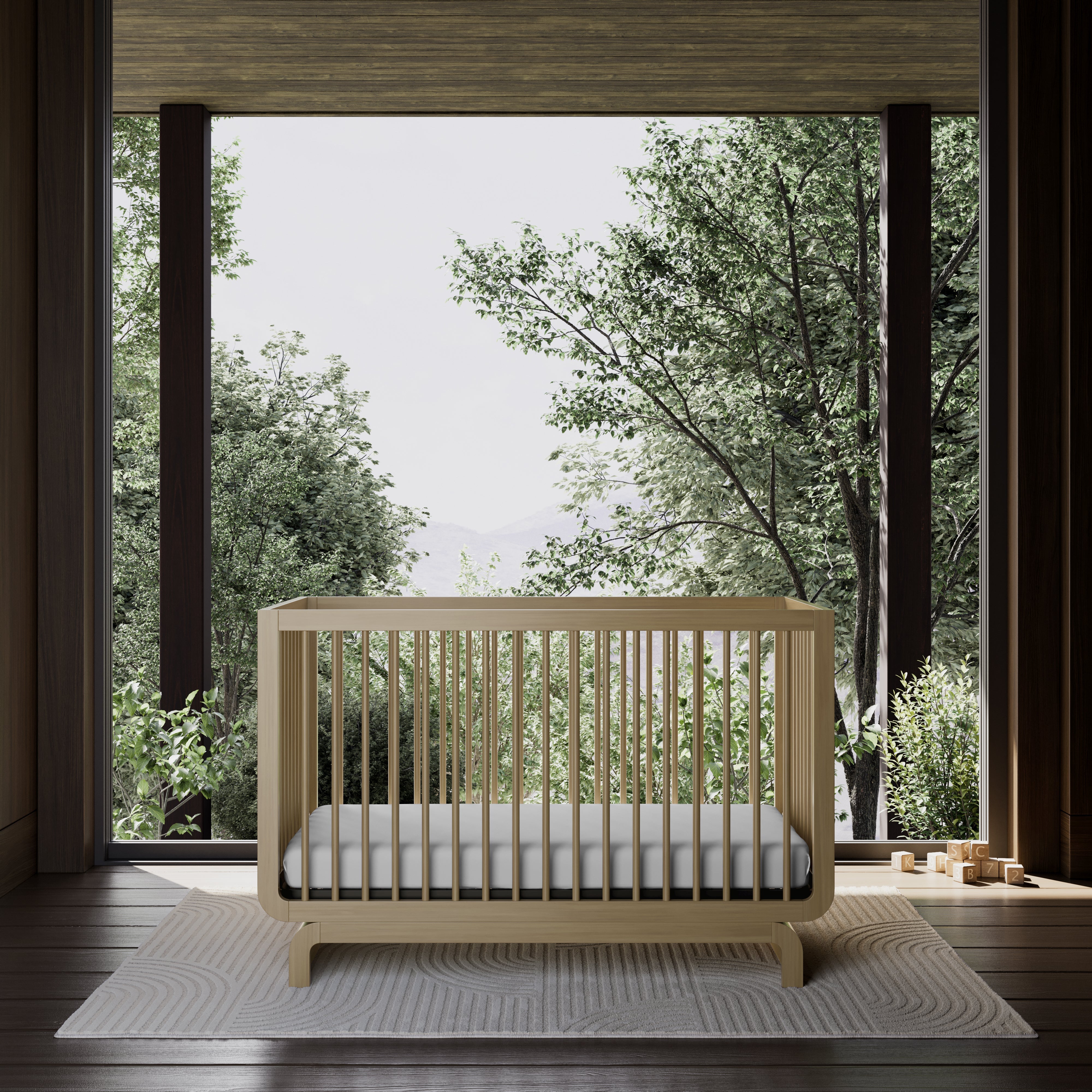 santorini crib driftwood in nursery