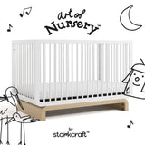 Santorini white with driftwood crib with black doodles overlaid on image