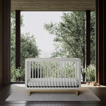 santorini crib white with driftwood in nursery