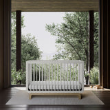 santorini crib white with driftwood in nursery