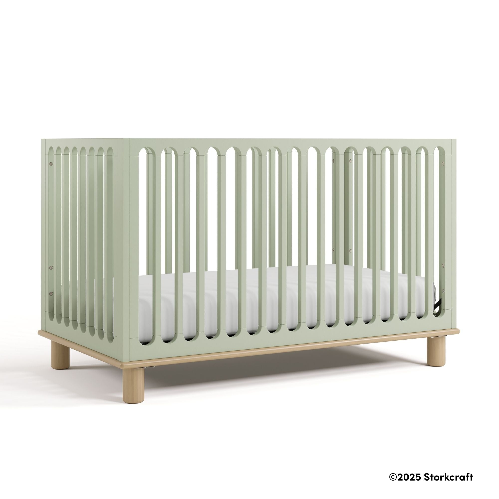 Sicily sage with driftwood crib with 2025 Storkcraft copyright on bottom right