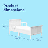 Bailey white toddler bed with dimensions