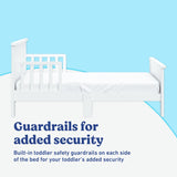 Bailey white toddler bed guardrails callout