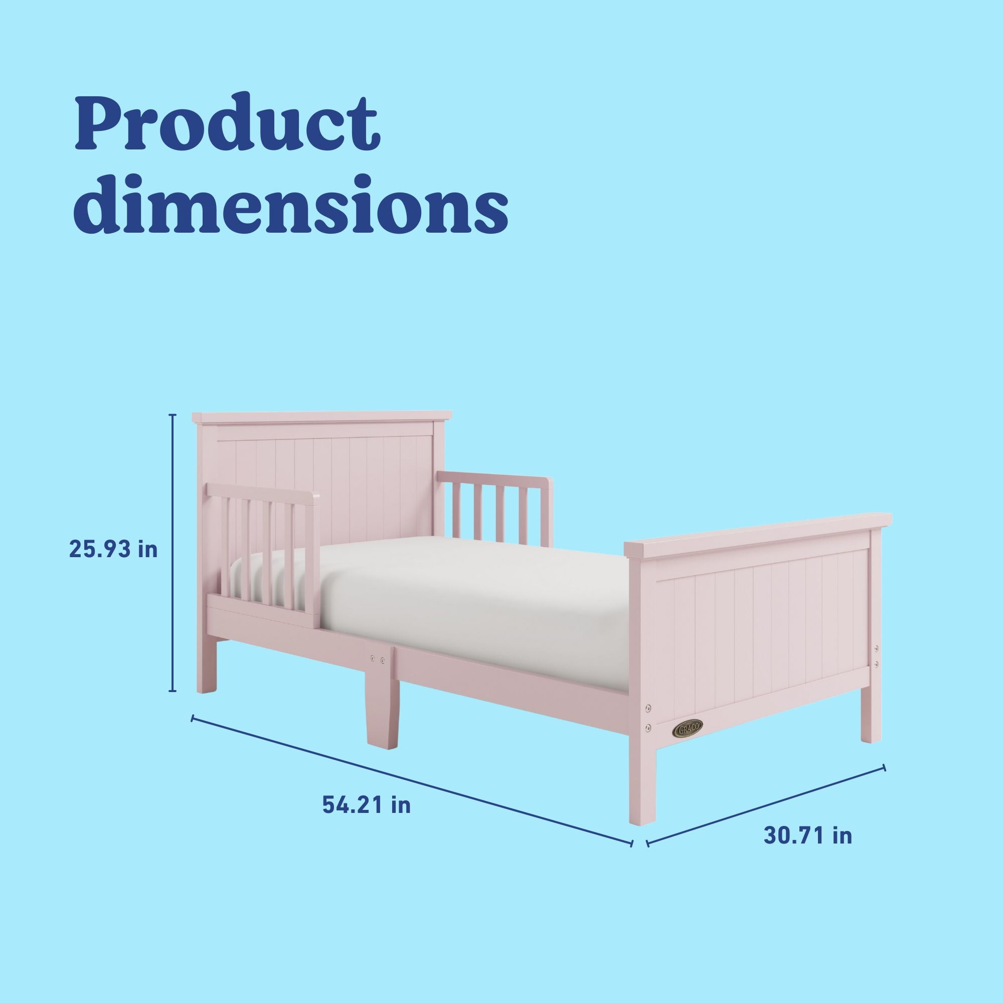 Bailey blush toddler bed with dimensions