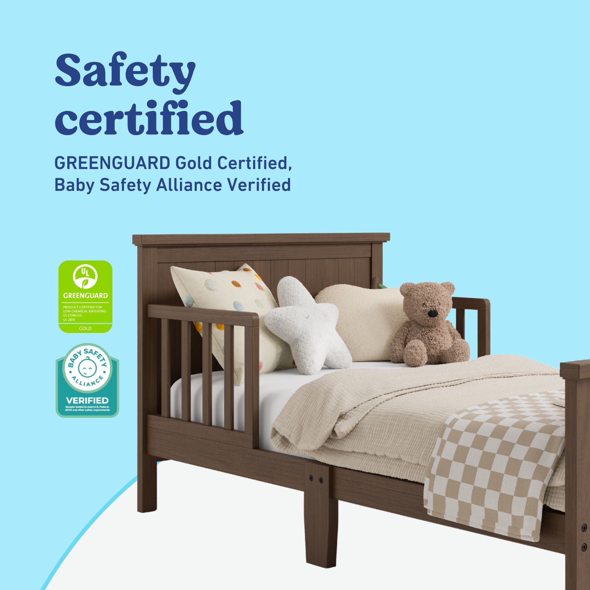 Bailey hazelnut toddler bed certifications callout
