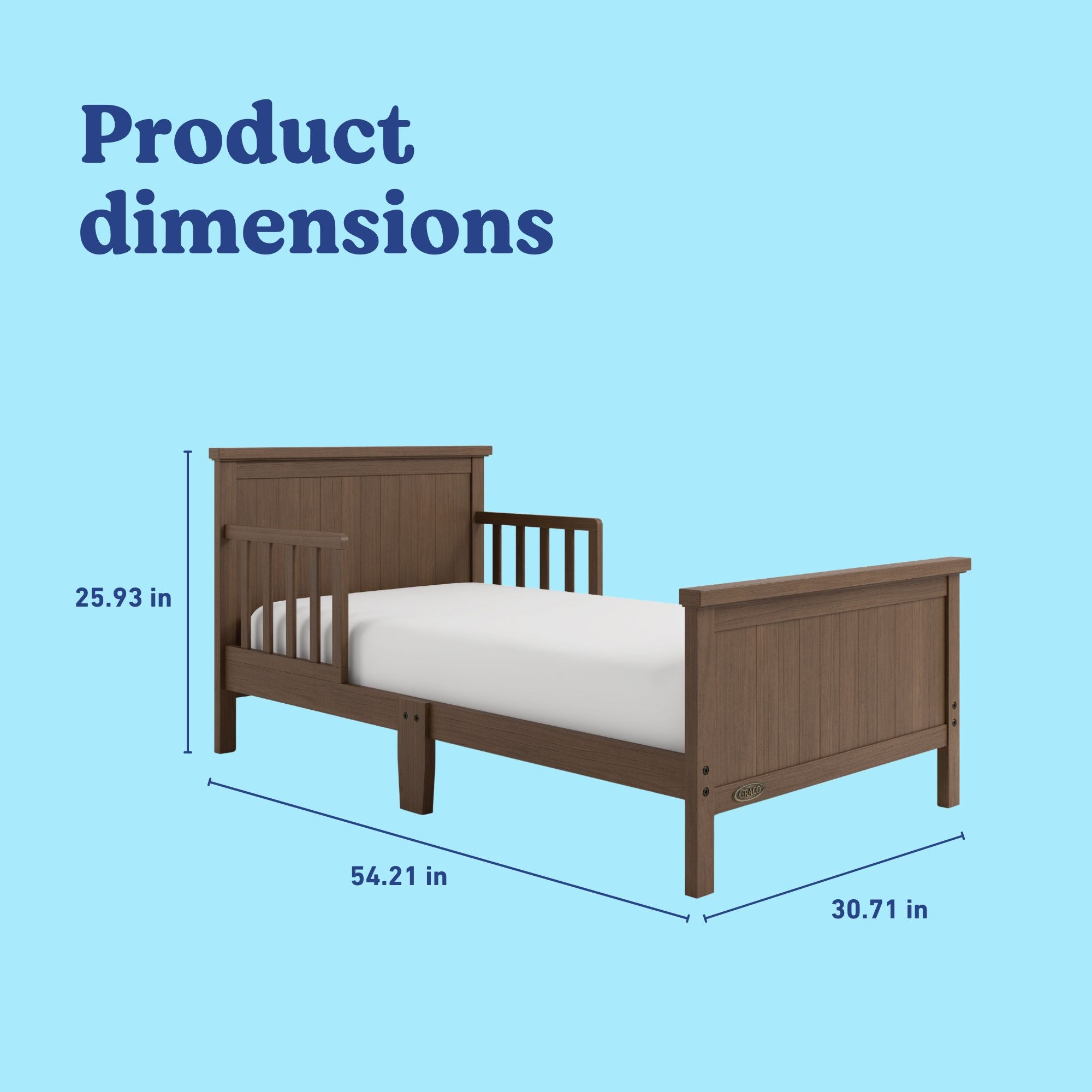 Bailey hazelnut toddler bed with dimensions