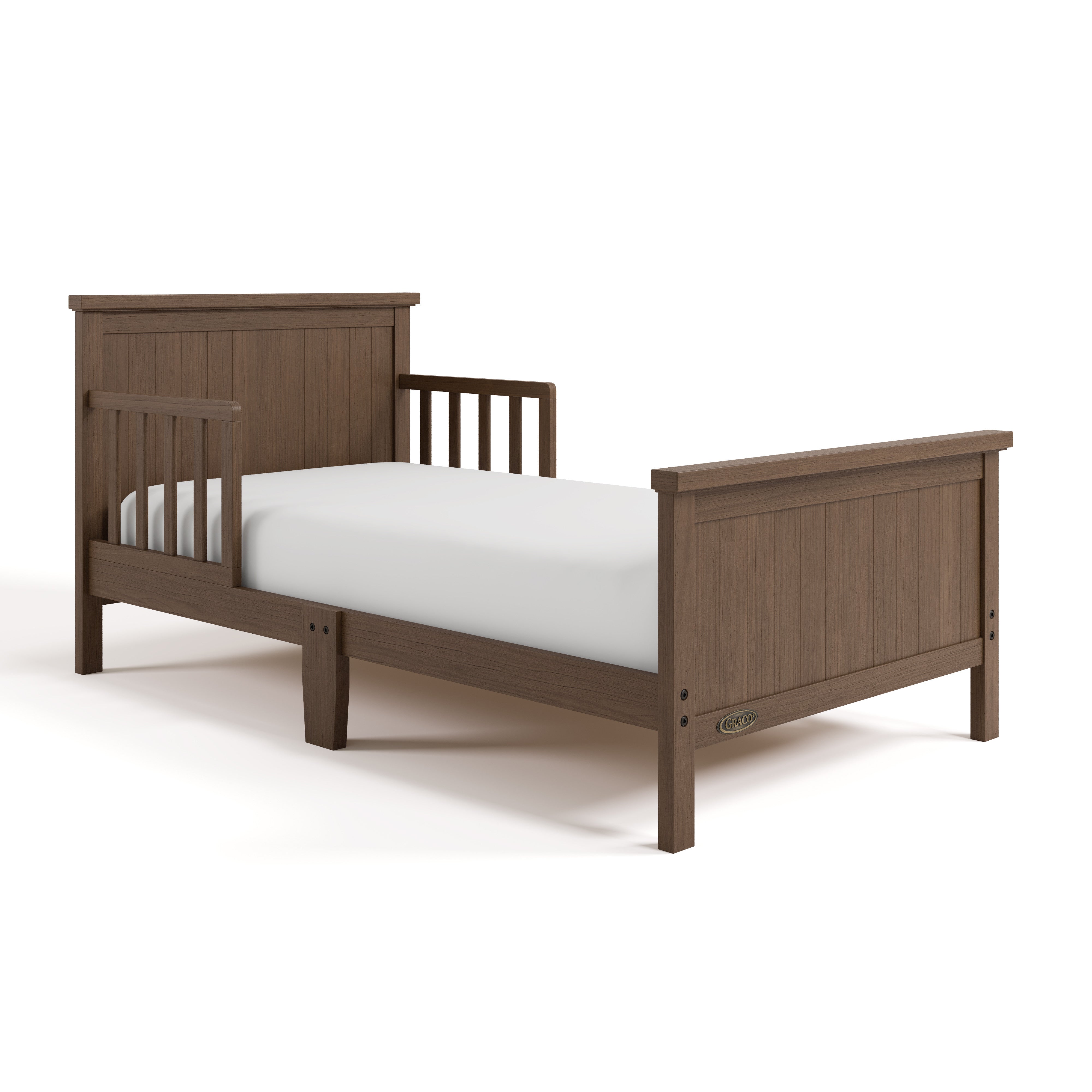 Bailey hazelnut toddler bed angle view