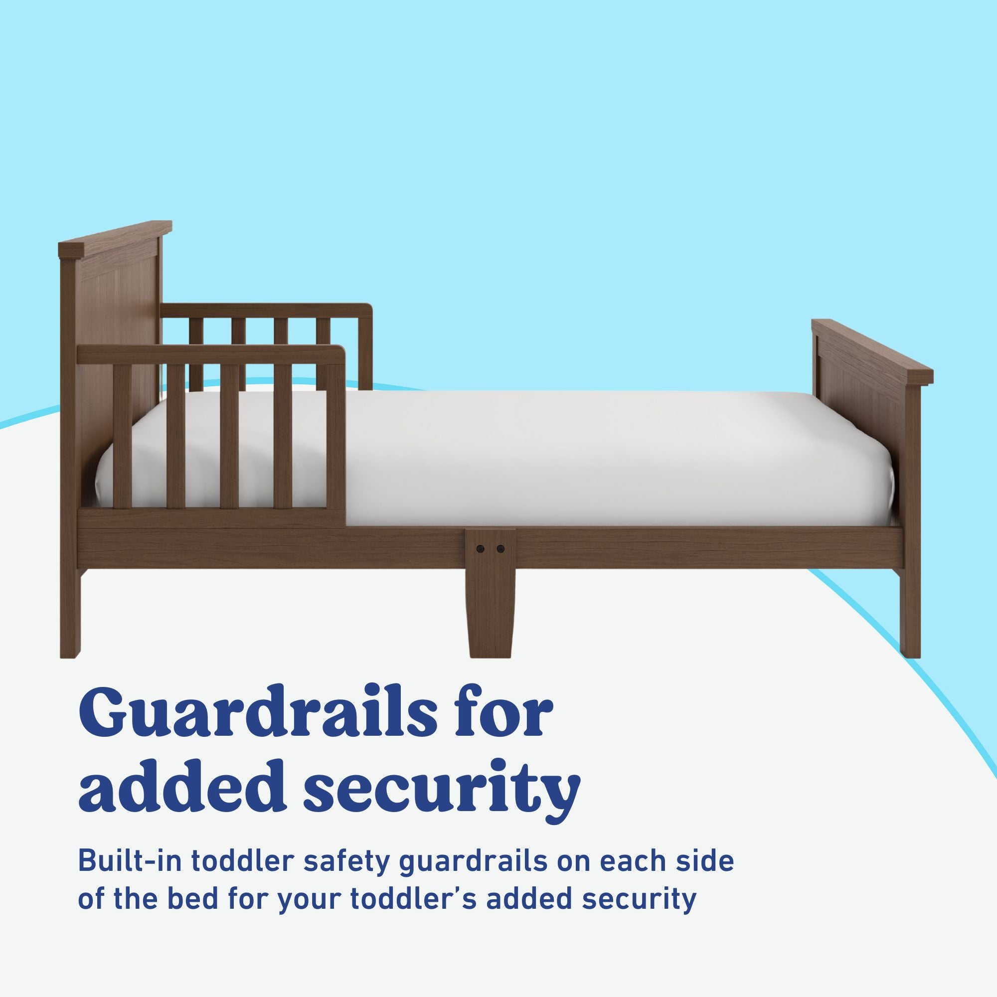 Bailey hazelnut toddler bed guardrails callout